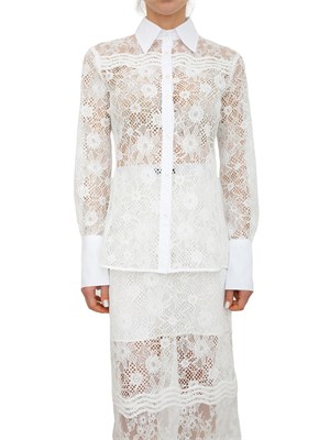 Camicia bianca Coline Pinko in tulle e pizzo in DONNA