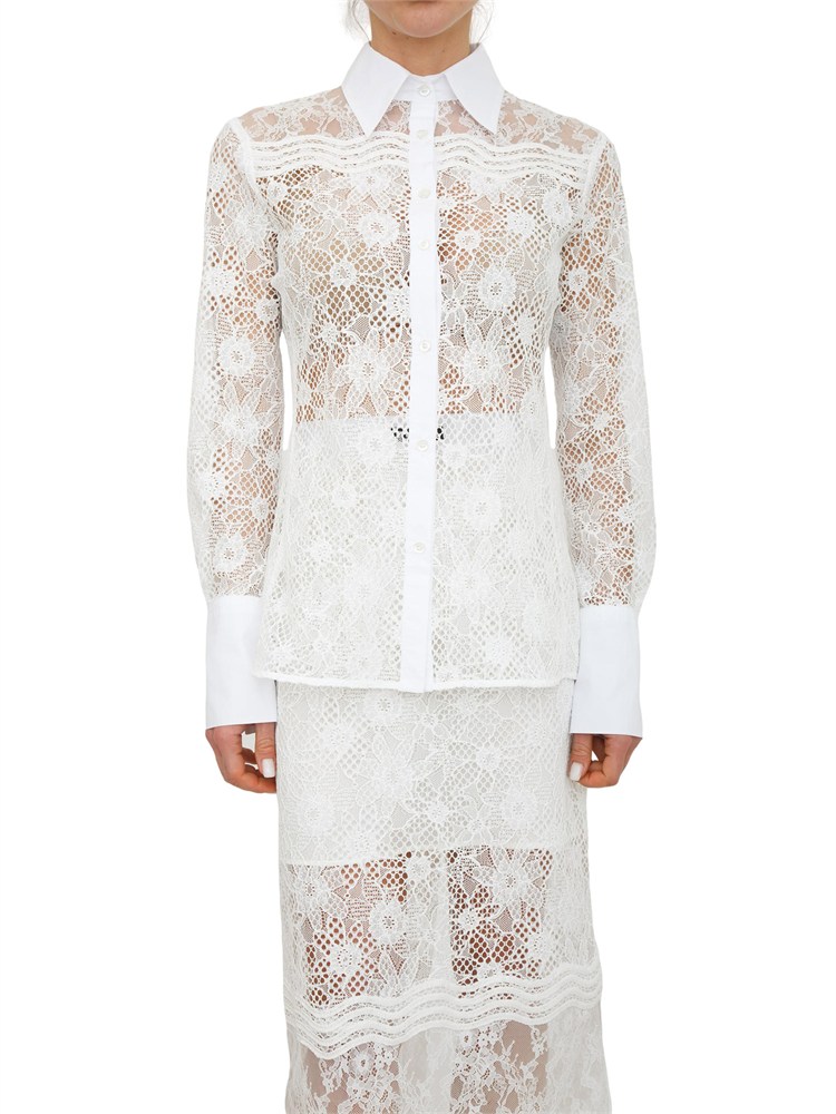 Camicia bianca Coline Pinko in tulle e pizzo