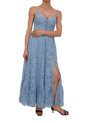 Abito Michael Michael Kors in misto cotone pizzo floreale celeste in DONNA