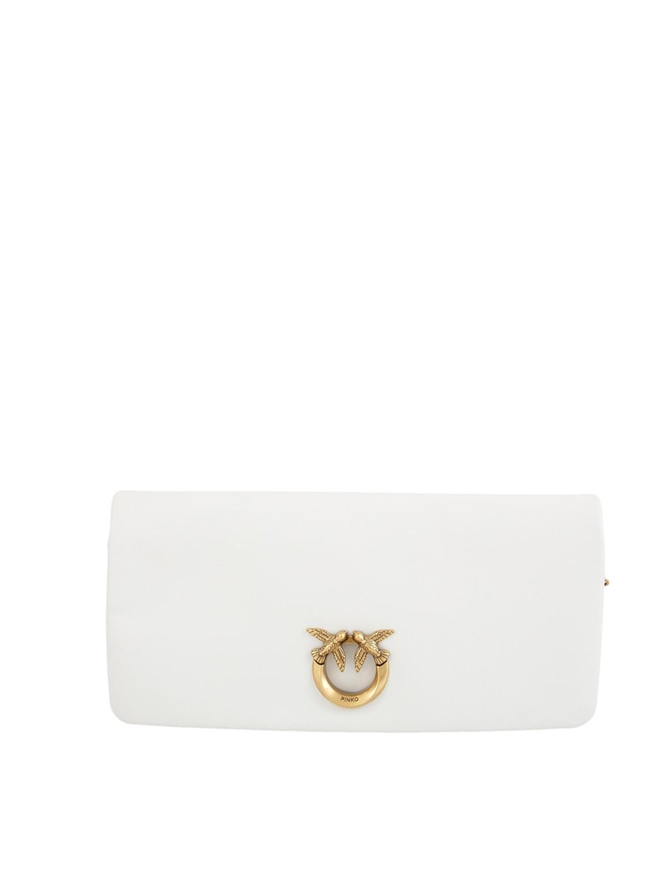 Pochette media Love Bag Click Soft Horizontal Pinko in pelle bianca