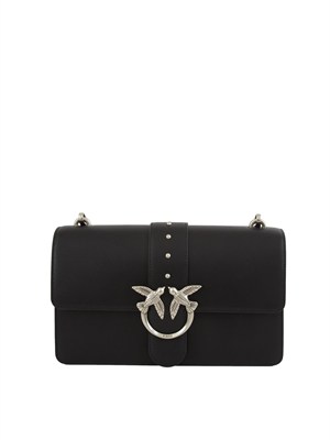 Borsa media Love Bag One Pinko in pelle nera in DONNA