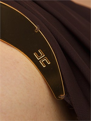 Abito Elisabetta Franchi in jersey crêpe marrone in DONNA