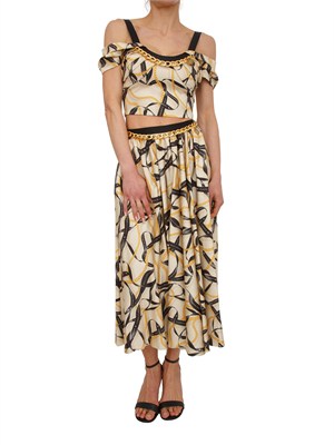 Gonna Elisabetta Franchi in cotone crema e stampa catene e logo in DONNA