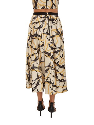 Gonna Elisabetta Franchi in cotone crema e stampa catene e logo in DONNA