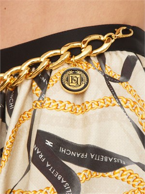 Gonna Elisabetta Franchi in cotone crema e stampa catene e logo in DONNA