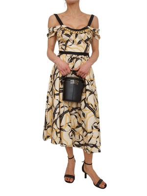 Abito Elisabetta Franchi in cotone crema con stampa catene e logo in DONNA