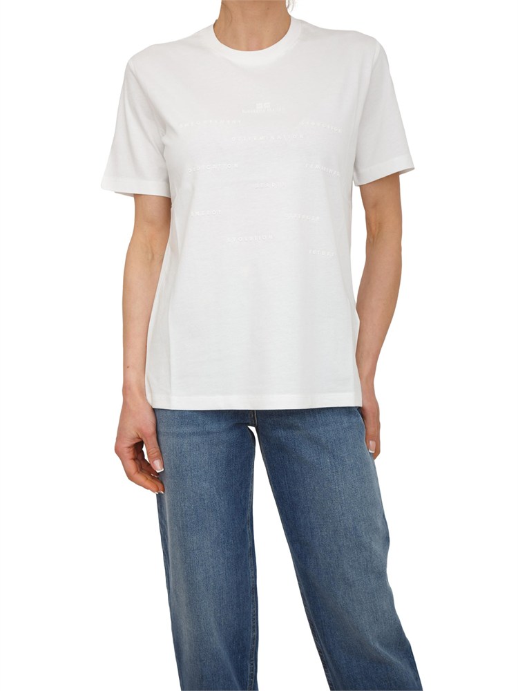 T-shirt Elisabetta Franchi in cotone bianco logo rilievo