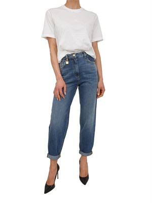 T-shirt Elisabetta Franchi in cotone bianco logo rilievo in DONNA