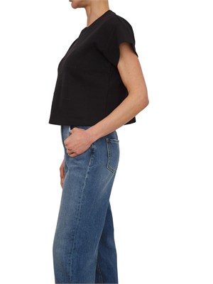 T-shirt Elisabetta Franchi in cotone nero logo lettering rilievo in DONNA