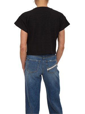 T-shirt Elisabetta Franchi in cotone nero logo lettering rilievo in DONNA