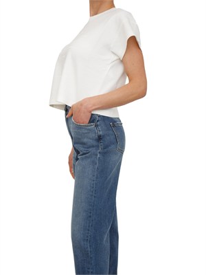 T-shirt Elisabetta Franchi in cotone bianco logo lettering rilievo in DONNA