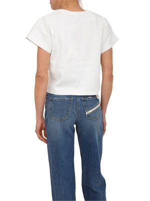 T-shirt Elisabetta Franchi in cotone bianco logo lettering rilievo in DONNA