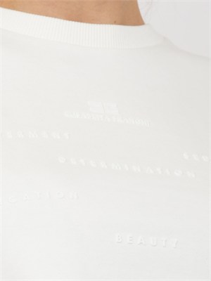 T-shirt Elisabetta Franchi in cotone bianco logo lettering rilievo in DONNA