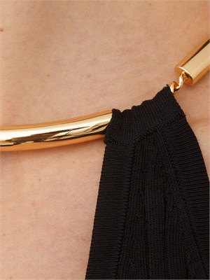 Abito nero in maglia Elisabetta Franchi collana dorata in DONNA