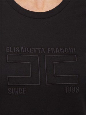 T-shirt Elisabetta Franchi in cotone nero in DONNA