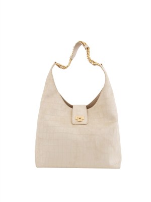 Borsa Elisabetta Franchi in suede vaniglia in DONNA