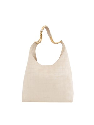 Borsa Elisabetta Franchi in suede vaniglia in DONNA