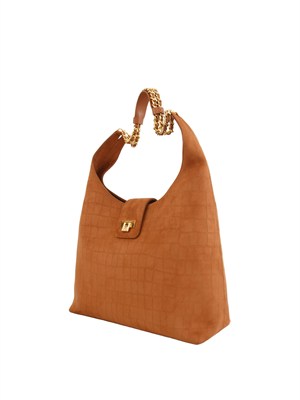 Borsa Elisabetta Franchi in suede cuoio in DONNA