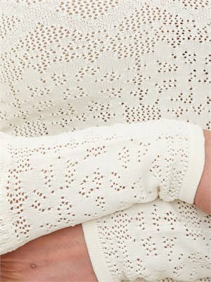 Body Twinset in viscosa punzonata effetto pizzo bianco panna in DONNA