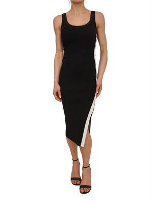 Abito nero Elisabetta Franchi in viscosa con profili a contrasto in DONNA