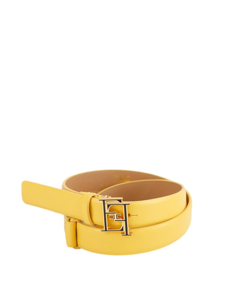 Cintura Elisabetta Franchi gialla in pelle con fibbia