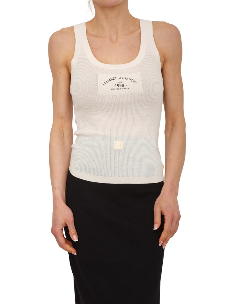 Top Elisabetta Franchi in maglia burro