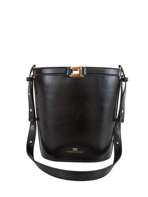 Borsa a secchiello Elisabetta Franchi effetto naplak nera in DONNA