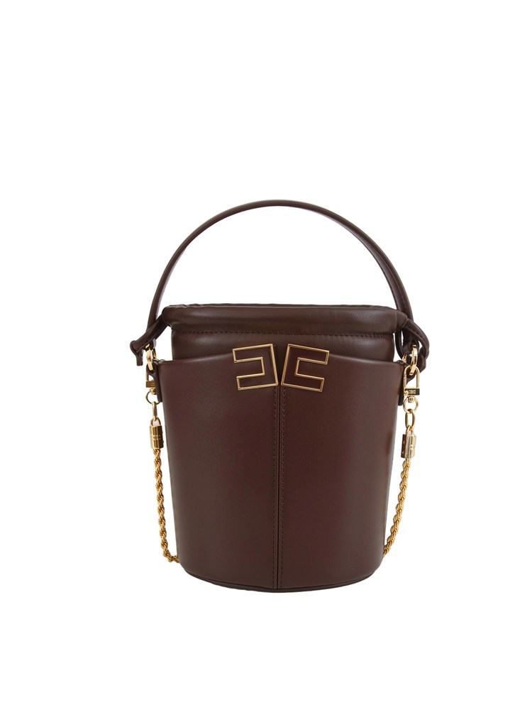 Borsa a secchiello Elisabetta Franchi in ecopelle marrone