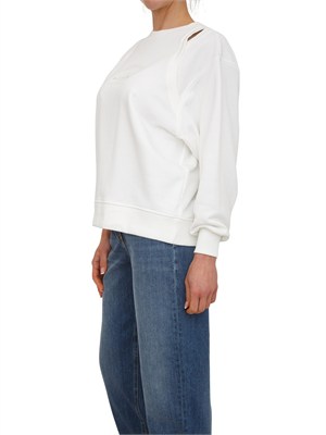 Felpa Elisabetta Franchi in cotone avorio con tagli spalle in DONNA