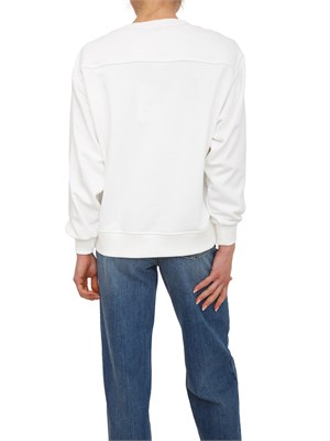 Felpa Elisabetta Franchi in cotone avorio con tagli spalle in DONNA