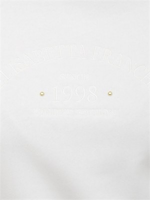 Felpa Elisabetta Franchi in cotone avorio con tagli spalle in DONNA