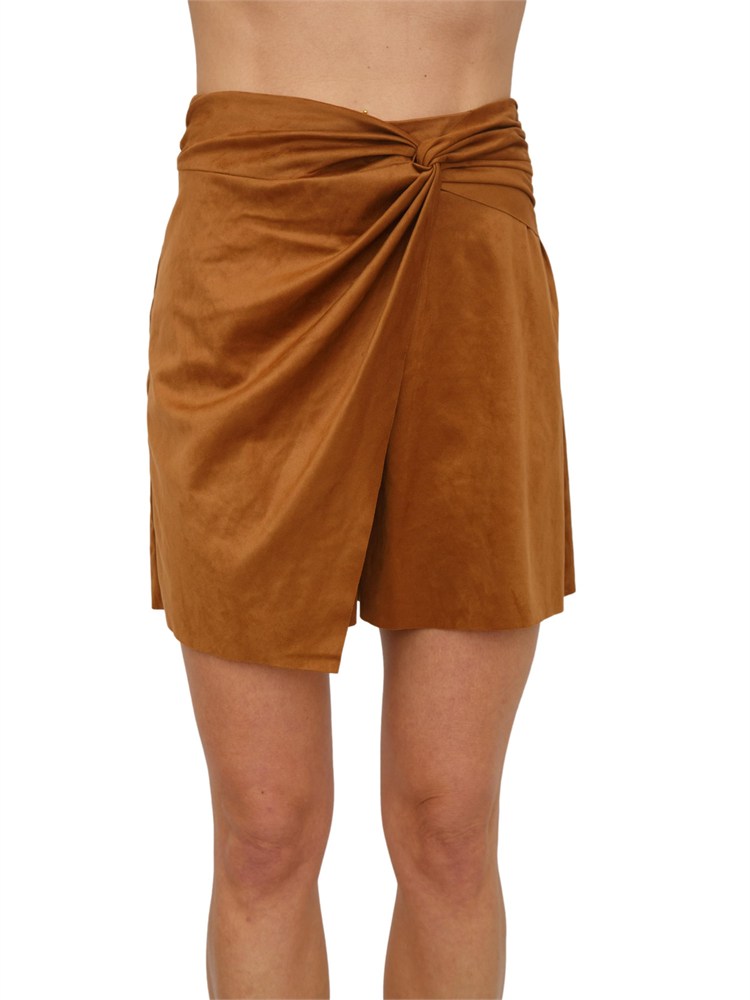 Gonna-shorts Eroe Nenette in tessuto scamosciato cammello