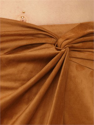 Gonna-shorts Eroe Nenette in tessuto scamosciato cammello in DONNA