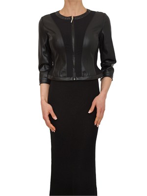 Giubbino Nuvola Nenette in ecopelle nera con pannelli trasparenti in DONNA