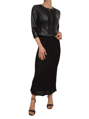 Giubbino Nuvola Nenette in ecopelle nera con pannelli trasparenti in DONNA