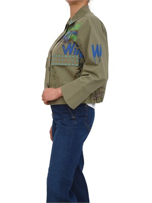 Giubbino Vesper Nenette street art in cotone verde con paillettes in DONNA