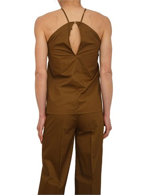 Top Fiandre Nenette in cotone satin verde con maxi fiore in DONNA