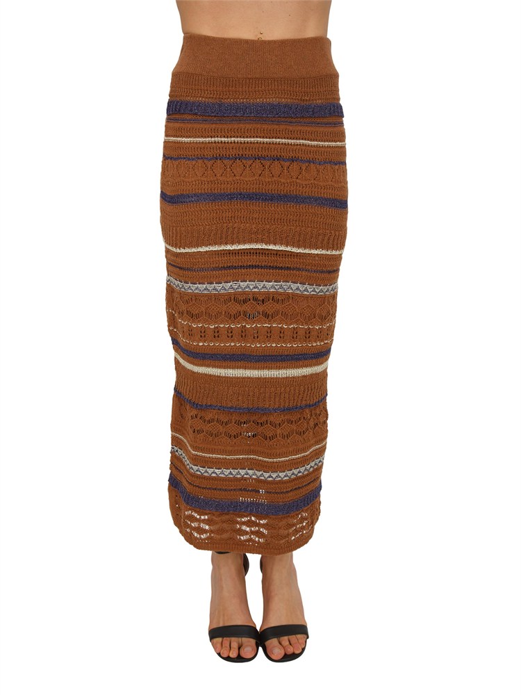 Gonna Wendy Nenette in maglia crochet marrone