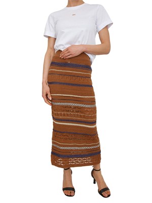 Gonna Wendy Nenette in maglia crochet marrone in DONNA