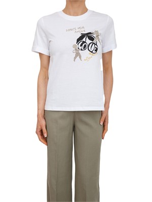 T-shirt Diuk Nenette in cotone bianco con applicazioni in DONNA