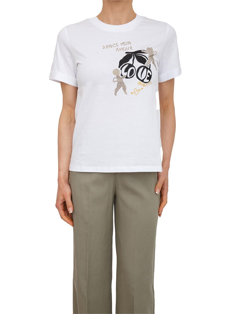 T-shirt Diuk Nenette in cotone bianco con applicazioni