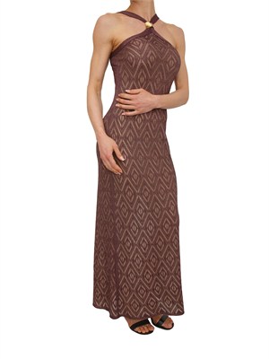 Abito lungo Tobia Nenette in maglia marrone e lurex in DONNA