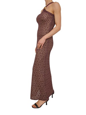Abito lungo Tobia Nenette in maglia marrone e lurex in DONNA
