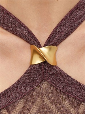 Abito lungo Tobia Nenette in maglia marrone e lurex in DONNA