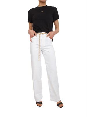 Jeans Stella Nenette in denim bianco e catena oro in DONNA