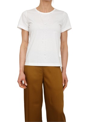 T-shirt Fersi Nenette in cotone avorio con catena a castoni in DONNA