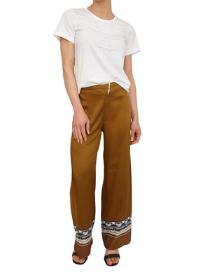 T-shirt Fersi Nenette in cotone avorio con catena a castoni in DONNA