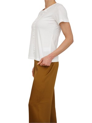 T-shirt Fersi Nenette in cotone avorio con catena a castoni in DONNA