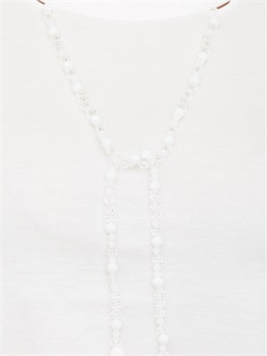 T-shirt Fersi Nenette in cotone avorio con catena a castoni in DONNA