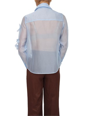 Camicia Frosty Nenette in organza azzurra con fiori 3D in DONNA